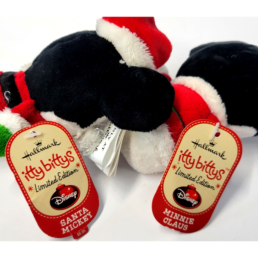 Hallmark Disney Itty Bittys Santa Mickey Minnie Claus Holiday Plush Set Limited - Picture 6 of 16